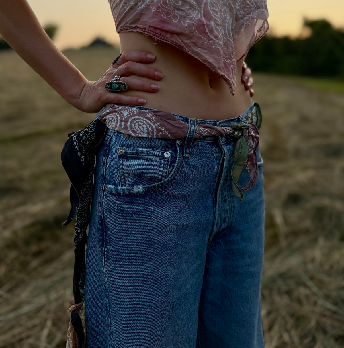 Distressed Bandana - Dusty Rose